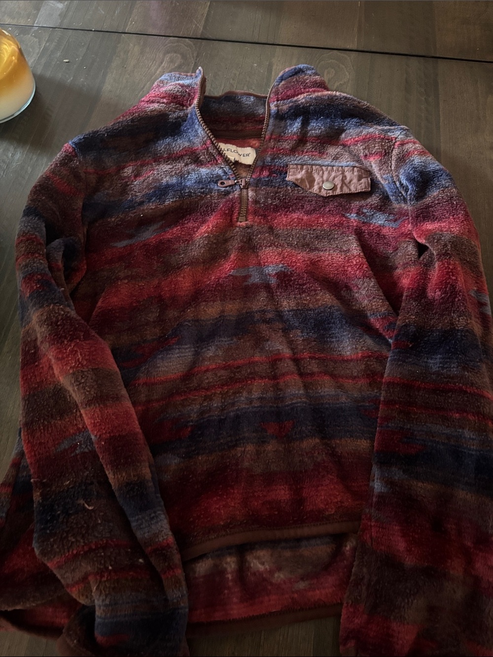 Wallflower Red and Blue Striped Plush Pullover Jacket